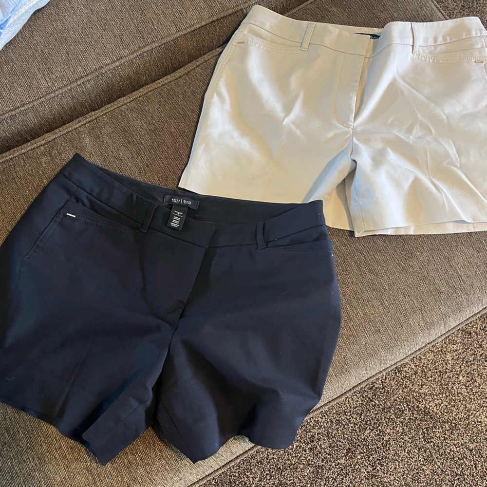 White House Black Market Shorts (two) Black and khaki.  Size 8 short